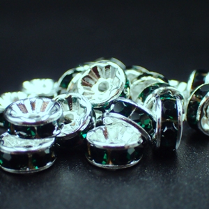 6mm Rhinestone Rondelle-Emerald (pkt of 20)